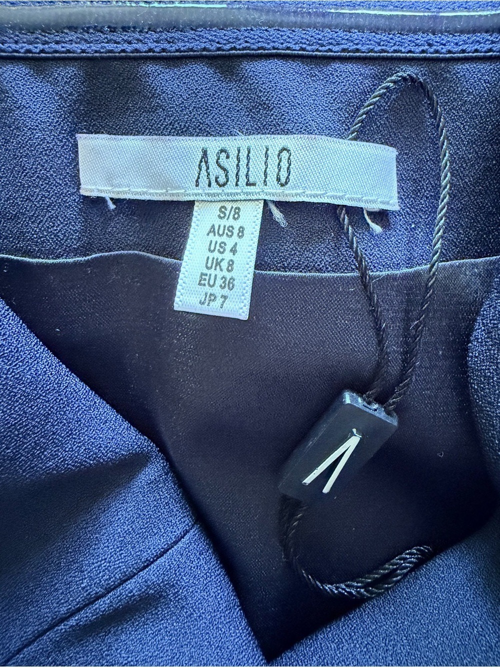ASILIO Don’t Blank Dress Navy Strapless Tuxedo Midi US 4 NWT - Picture 6 of 9